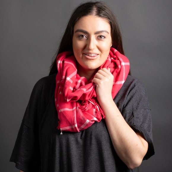 Pink Checker Scarf - Picture 7 of 8